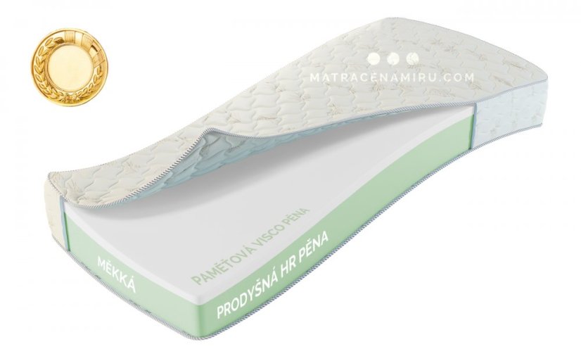 Prémiová matrace GOLD - kombinace HR a Visco pěny (ve výšce 20 a 24 cm) - Velikost matrace Gold: 200 x 90 x 20 cm - nejčastější rozměr, Tvrdost matrace: Tvrdá, Pro muže či ženu: Pro muže, Typ zákazníka: Muž 75-100 kg, Potah matrace: Denver speciálně pro matrace Gold